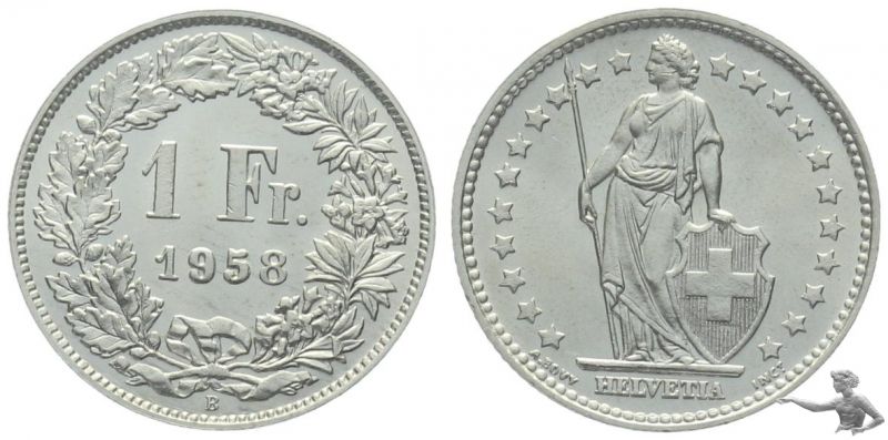 1 Franken 1958 B | wunderbares Exemplar